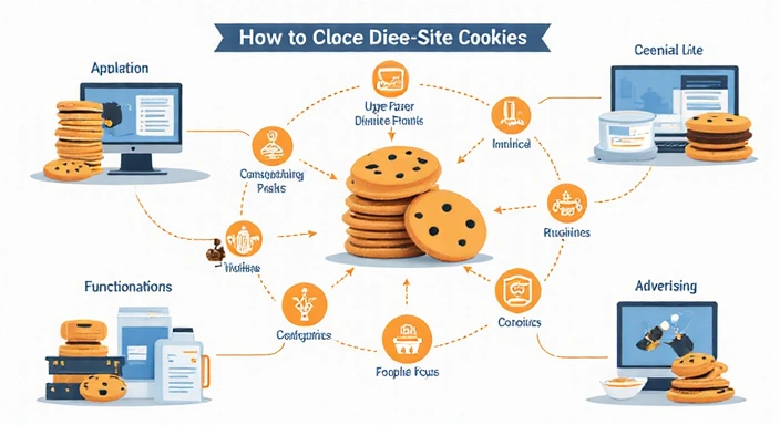 Diagramă ilustrând fluxul de date al cookie-urilor
